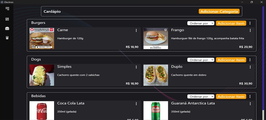 Projeto PDV para Restaurantes em Electron e React