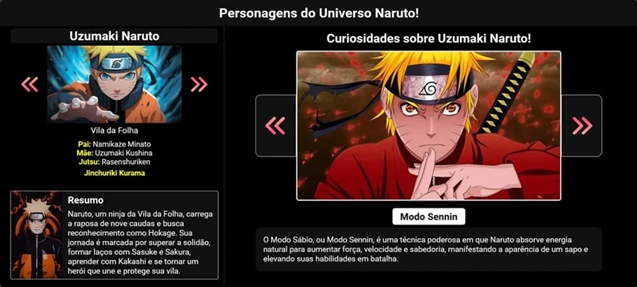 Projeto Personagens de Naruto Site